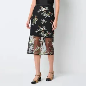 🆕 Worthington Womens Midi Floral Sequenced Pencil Skirt