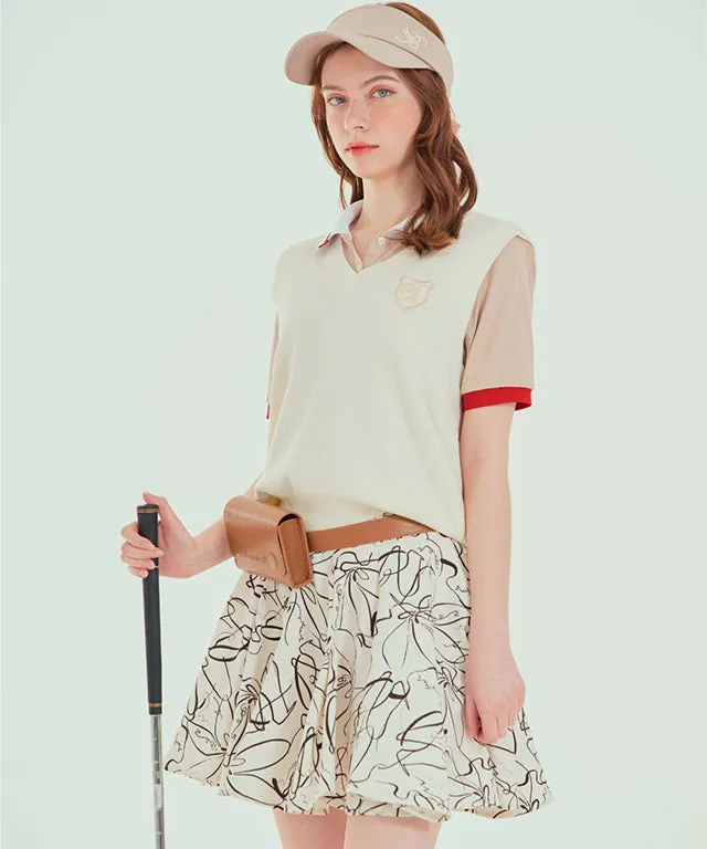 BENECIA 12 Drawing Flared Skirt - Ivory