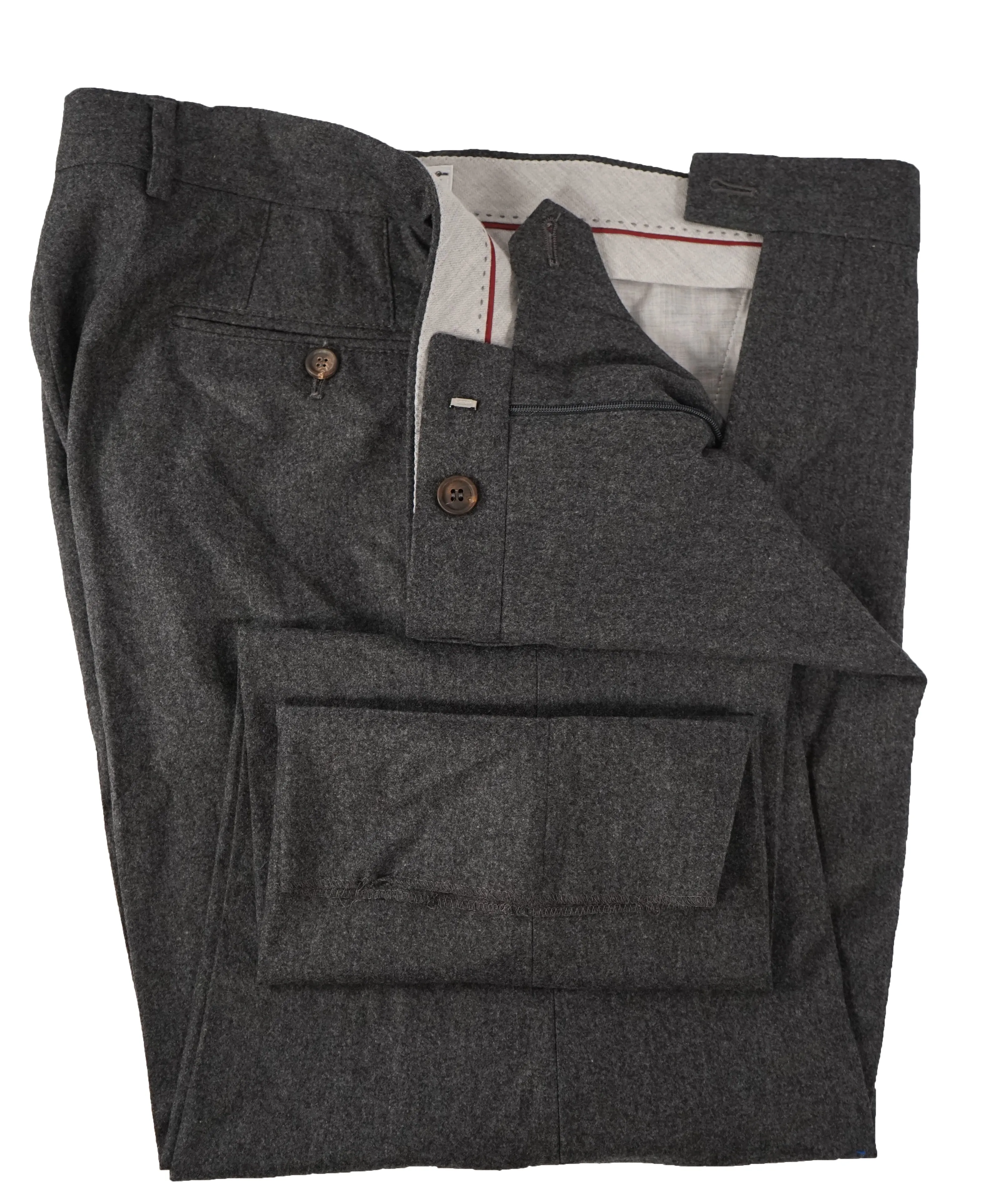 BRUNELLO CUCINELLI - Flannel Gray Cashmere Blend Flat Front Dress Pants - 38W