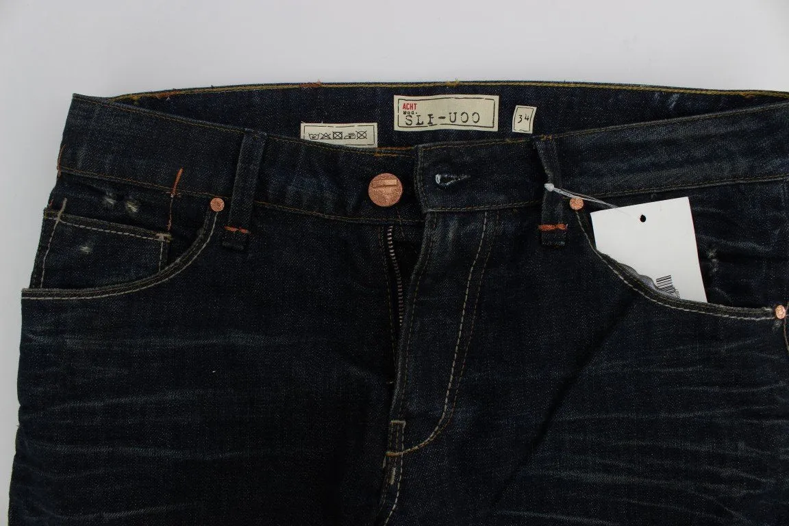Dark Blue Wash Cotton Slim Skinny Fit Jeans