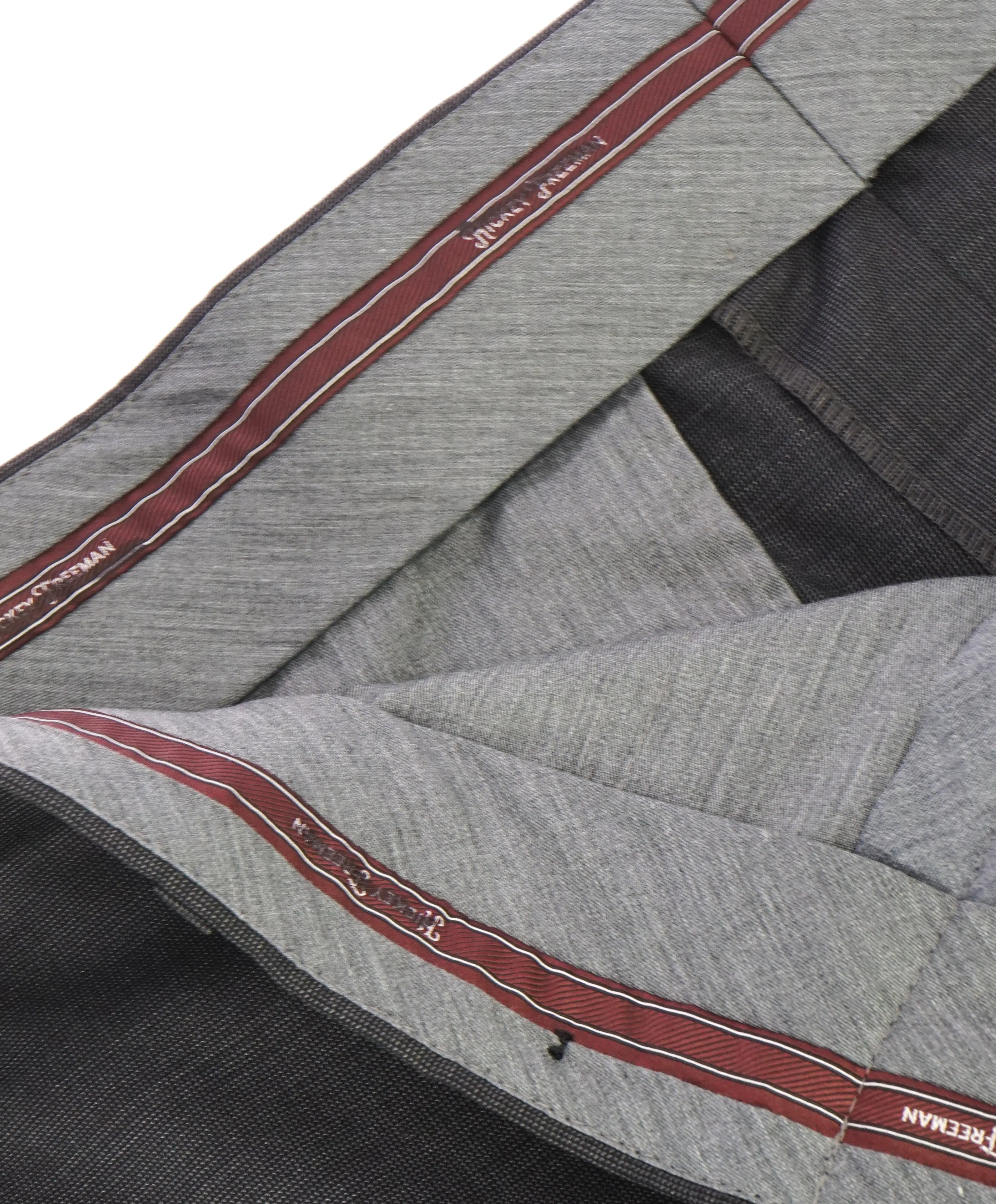 HICKEY FREEMAN - Textured Gray Pindot Wool Flat Front Dress Pants - 33W