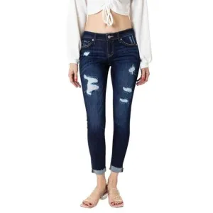 KanCan Los Angeles Mid Rise Ankle Skinny Jeans Distressed Women's Blue Size 3/25
