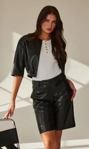KATINA VEGAN LEATHER BERMUDA SHORTS