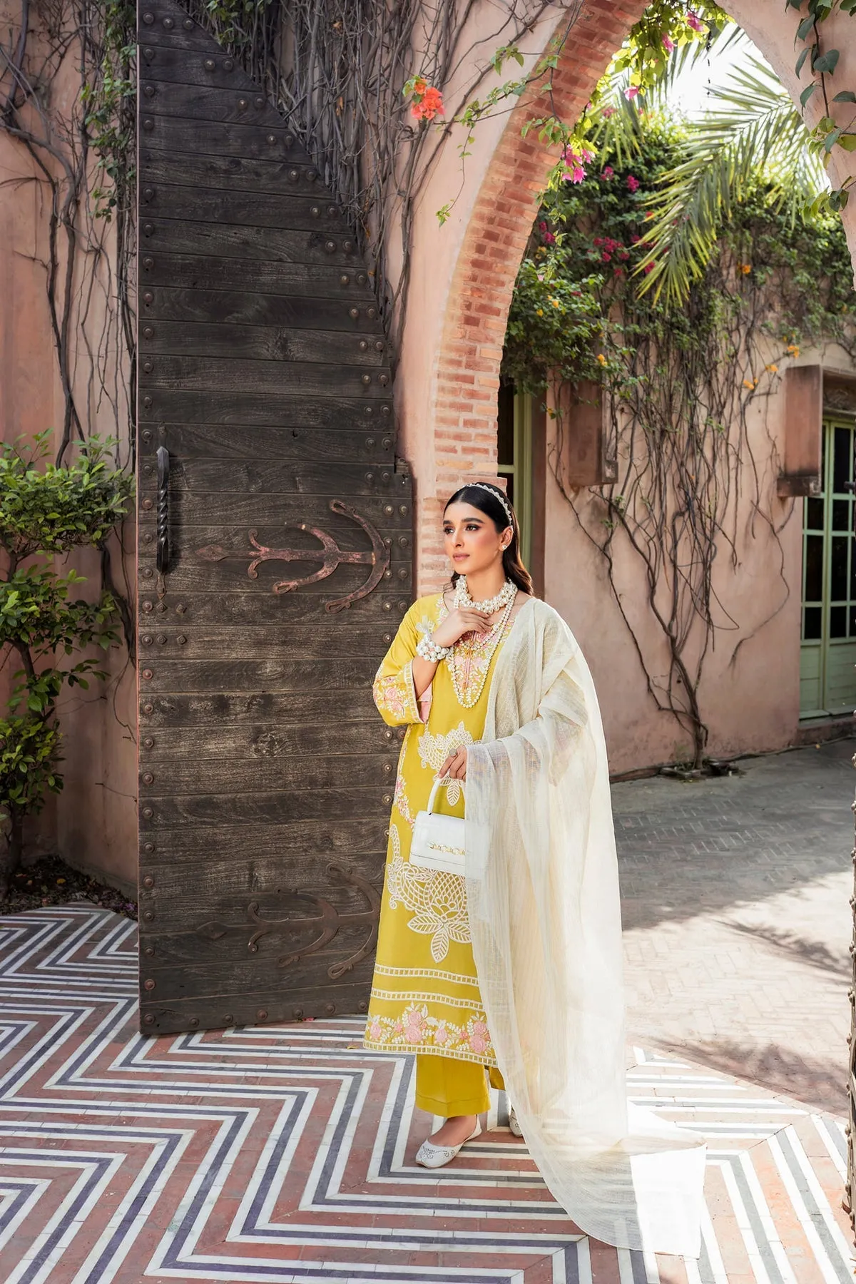 Mustard Embroidered Kameez Trouser Pakistani Eid Dress