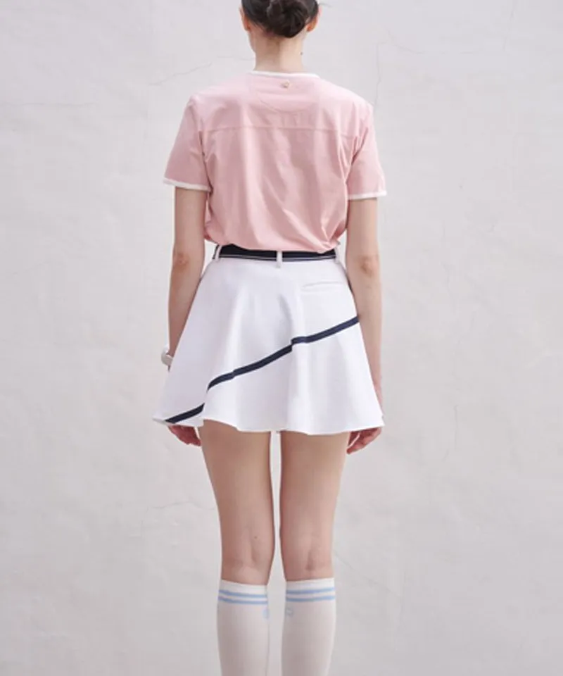 POSHERD Signature Ribbon Flare Skirt - White
