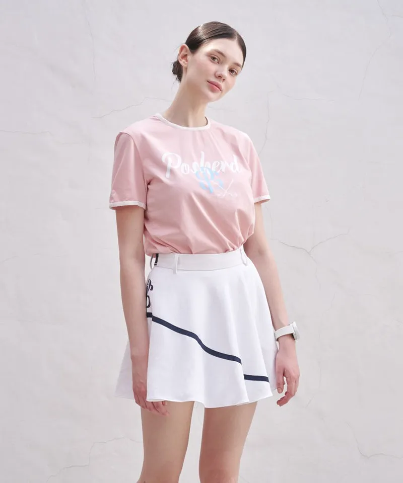 POSHERD Signature Ribbon Flare Skirt - White